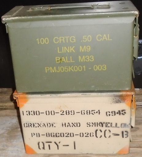 50 CAL. AMMO CAN PAINTED ONE SIDE.