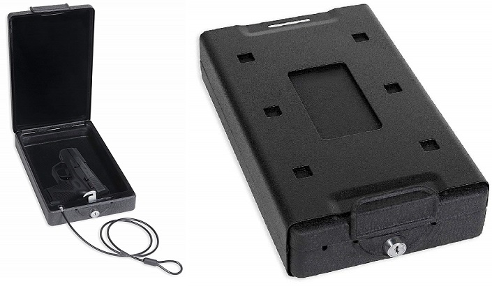 Bulldog Cases Car Safe with Key Lock, Mounting Bracket and Cable in Black
