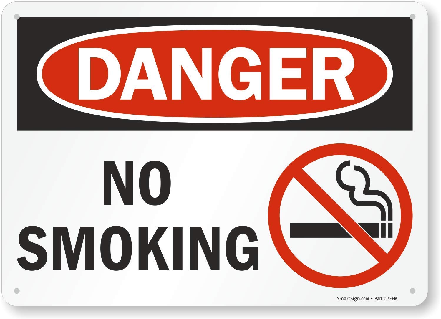 \"Danger - No Smoking\" Sign  10\" x 14\" Aluminum